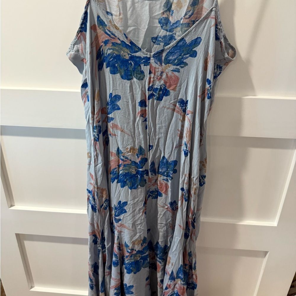 Free People Floral Print Romantic Low Back Boho Long Maxi Slip Dress Sz L - Picture 3 of 10